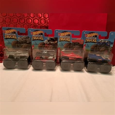 Hot Wheels Toys New Lot Of 4 Hot Wheels Monster Trucks Megawrex Boneshaker Lavashark Rodger