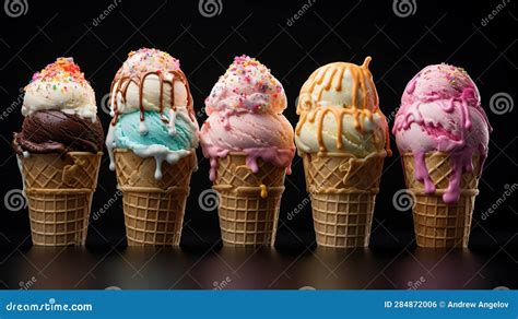 Colorful Ice Cream Cone Rainbow Jimmies Chocolate And Strawberry