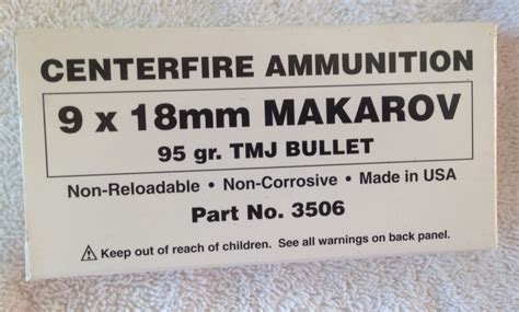 Cci Ammunition 9 X 18mm Makarov 95 Grain Tmj Total Metal Jacket 50 Count Ammunition Ammo