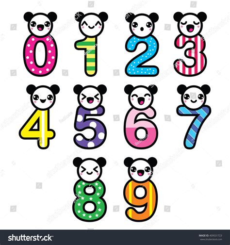 Cute Bear Kawaii Numbers Set Vector Stock Vector 409531723 Shutterstock