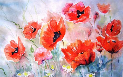 Poppies flower art painting bokeh wallpaper | 1920x1200 | 183394 ...