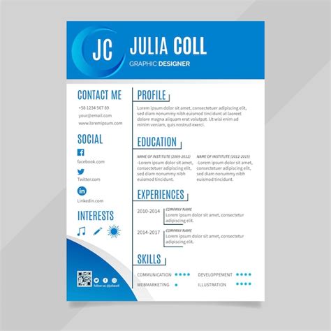 Estilo De Plantilla De Curriculum Vitae Vector Premium