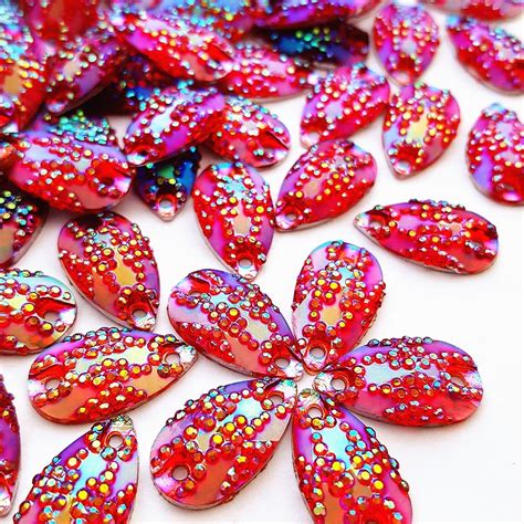 Pcs Resin Red Ab X Mm Sew On Loose Wedding Decorative Beads