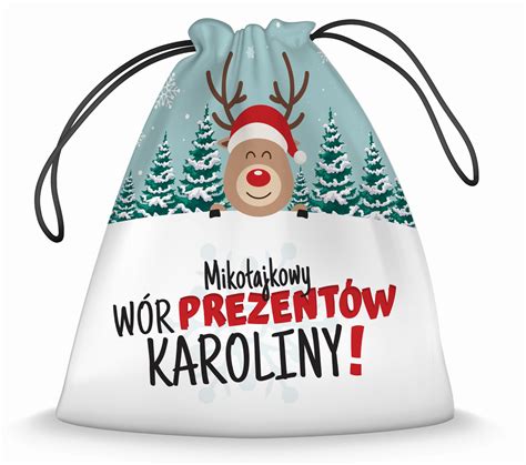 Prezent na Mikołajki Mikołajkowy Worek Na Prezenty z Imieniem Wór