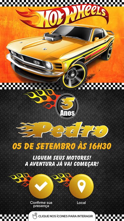 Convite De Anivers Rio Interativo Digital Hot Wheels Elo