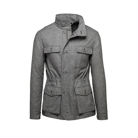 Grey Wool Stretch Texture Field Jacket Jhilburn