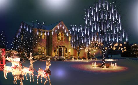 Kwaiffeo Christmas Lights Outdoor 8 Tubes Meteor Shower Lights Led