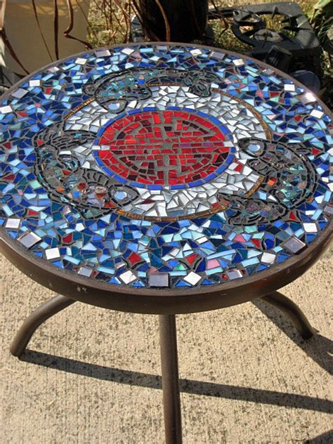 Handmade Mosaic Patio Tableend Tableplant Stand Indoor And Outdoor Use Mosaic Patio Table