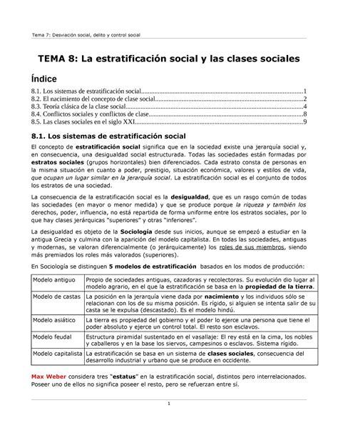 Tema 8 Estratificacion Social Tema 8 La Estratificación Social Y Las