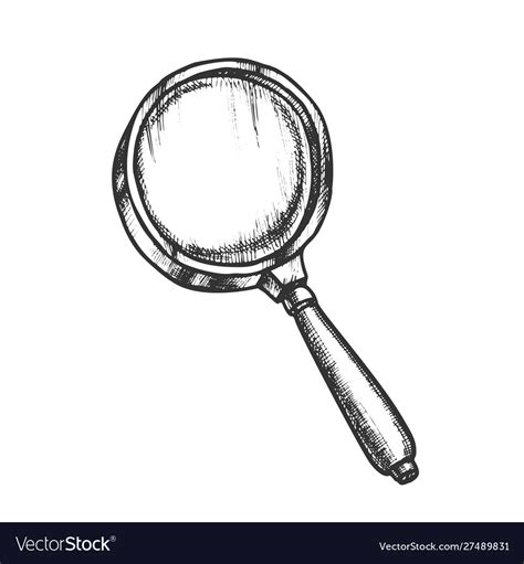 Magnifying Glass Lens Equipment Monochrome Vector Image