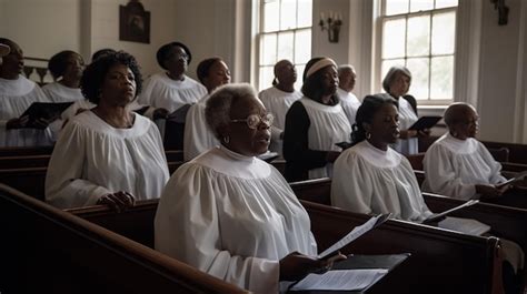 Un grupo de personas con túnicas blancas se paran en una iglesia con