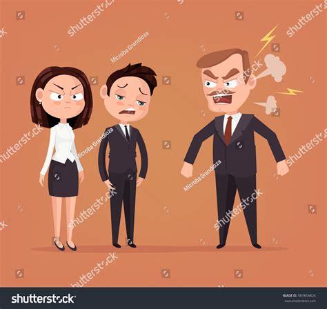 Angry Boss Character Yelling At Employee Vector Royalty Free Stock