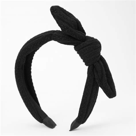 Sweater Knotted Bow Headband Black Claires