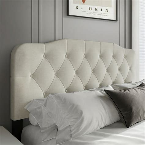 Castle Place Modern Button Tufted Linen Queen Upholstered Headboard