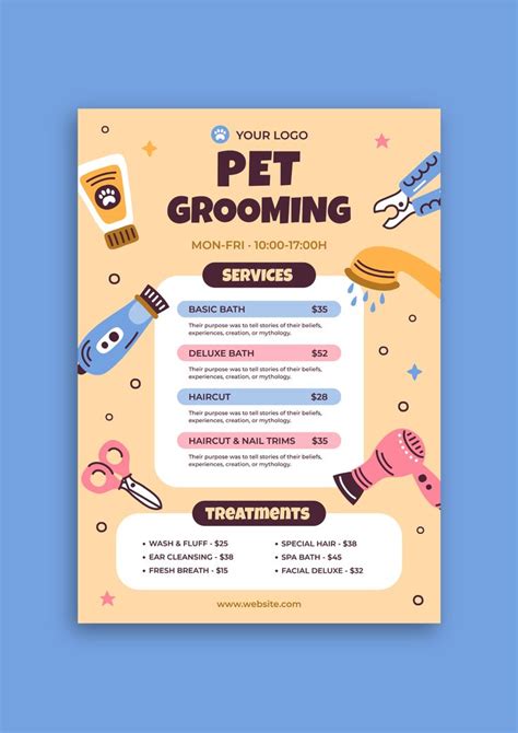 Linear Doodle Pet Grooming Services Flyer Pet Grooming Flyer