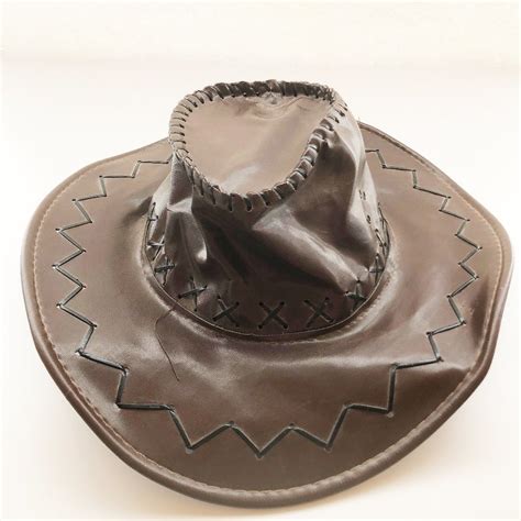 Vintage Indiana Jones Brown Leather Hat Small Gem