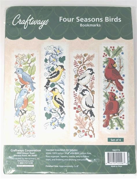 Kit Rare Craftways Four Seasons Birds Bookmarks Counted Cross Stitch