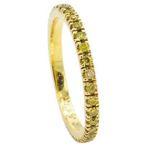 18 Karat Yellow Gold 40 Carat Yellow Diamond Eternity Band Ring For