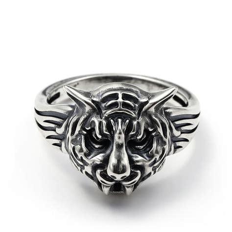 Jeulia Rey Del Bosque Anillo De Plata De Ley Con Tigre Para Hombre