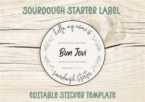 Sourdough Starter Label Name Tag Sticker For Starter Jar Custom Round