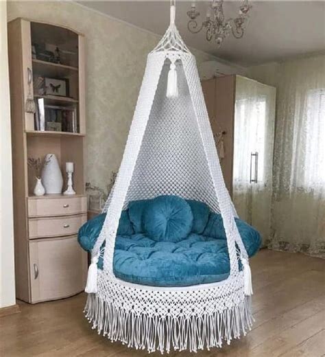 Handmade Macrame Hanging Chair Macrame Porch Rocking Swing Etsy