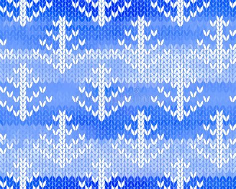 Vector Seamless Knitted Pattern With Trees Stock Vector Illustration