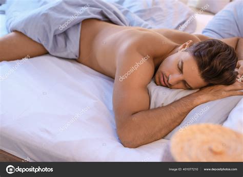 Handsome Naked Man Sleeping Bed Stock Photo Serezniy 401077210