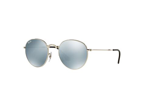 Round Metal Folding Sunglasses In Silver And Silver Flash Rb3532 Ray Ban®