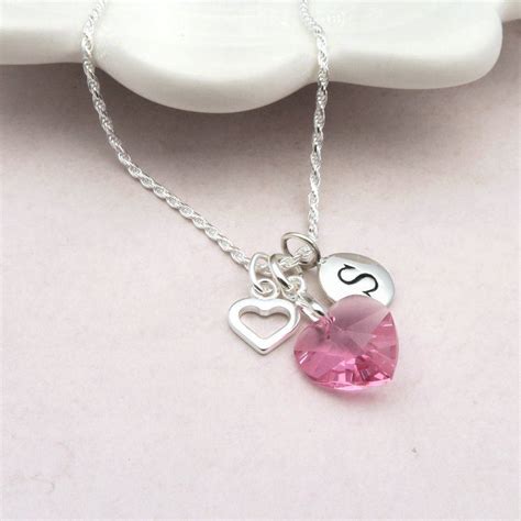 October Birthstone Crystal Heart Necklace By Wished For