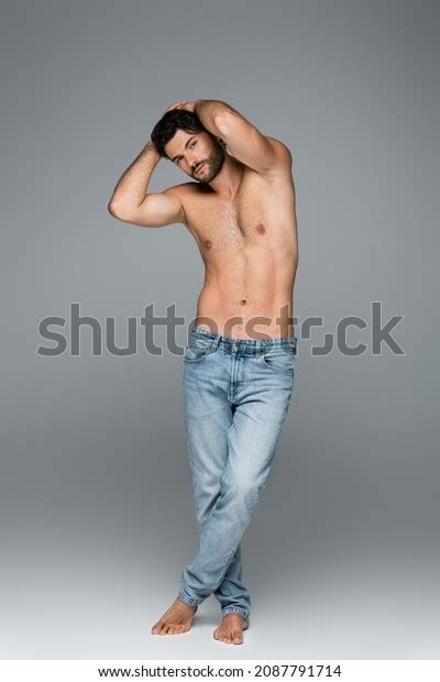 Full Length Goodlooking Muscular Man Jeans Stock Photo 2087791714