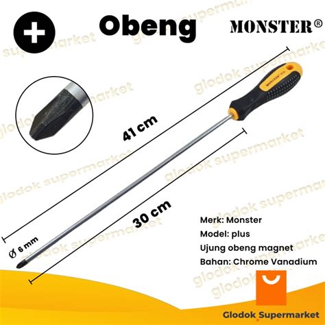 Jual Obeng Plus Inch Monster Diameter Mm Panjang Besi Cm Gagang