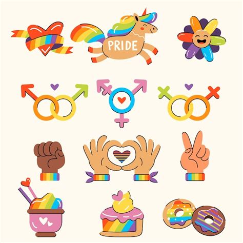 Colección De Elementos Lgbt Del Mes Del Orgullo Plano Vector Gratis