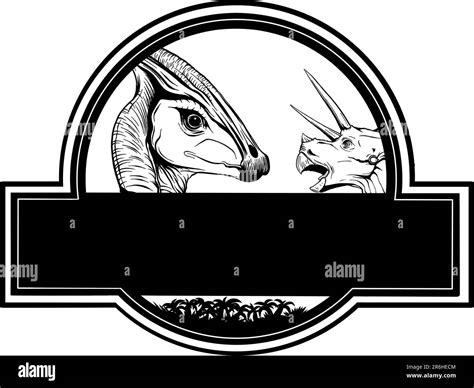 Vector Illustration Of Monochrome Jurassic Logo Design Stock Vector