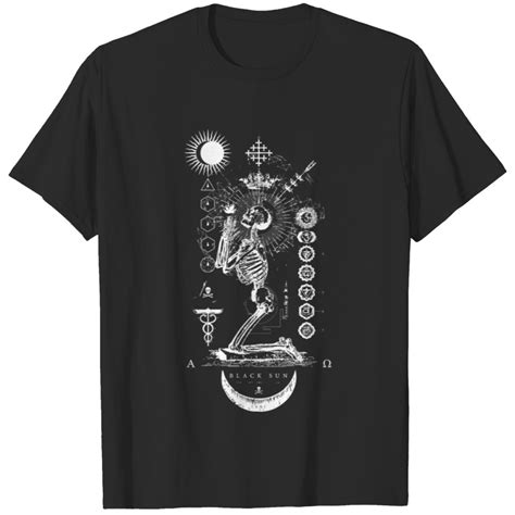 Black Sun Praying Skeleton Occult Sacred Geometry T Shirt Sold By Ian Pugh Sku 6787818