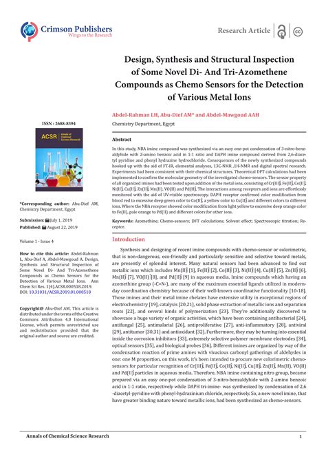 Design Synthesis And Structural Inspection Of Some Novel Di And Tri