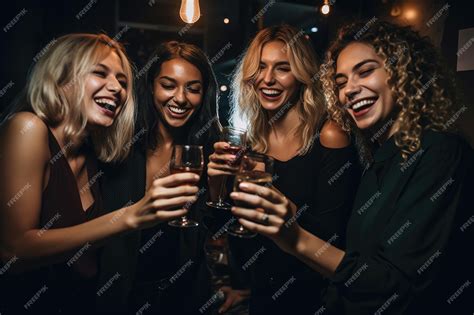 Premium Ai Image Shot Of A Group Of Friends Enjoying A Night Out