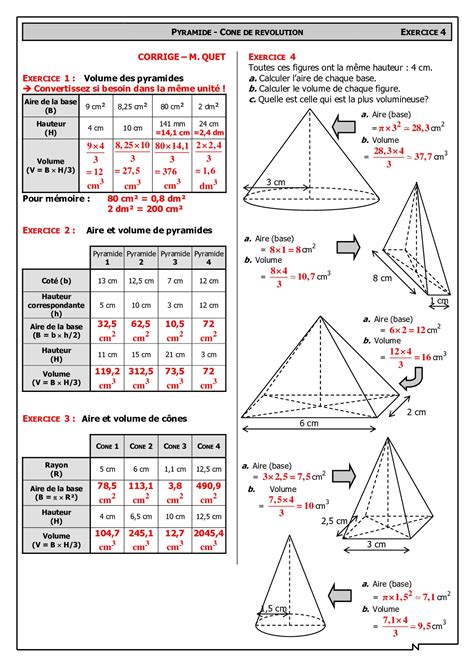 Calculs De Volumes Corrigés Dexercices Alloschool