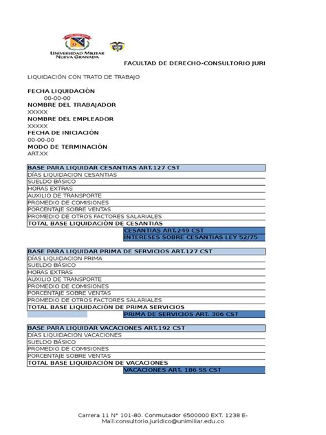 Formato Para Elaborar Liquidacion Laboral Pdf Economias Gobierno