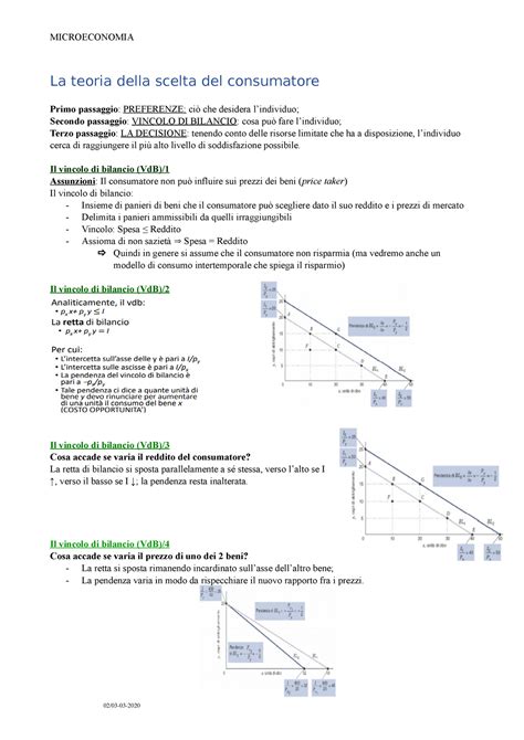 Lezione Del 3 4 Mar 2020 Micro MICROECONOMIA La Teoria Della Scelta