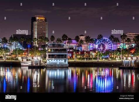 Night view of Long Beach harbor in California Stock Photo - Alamy