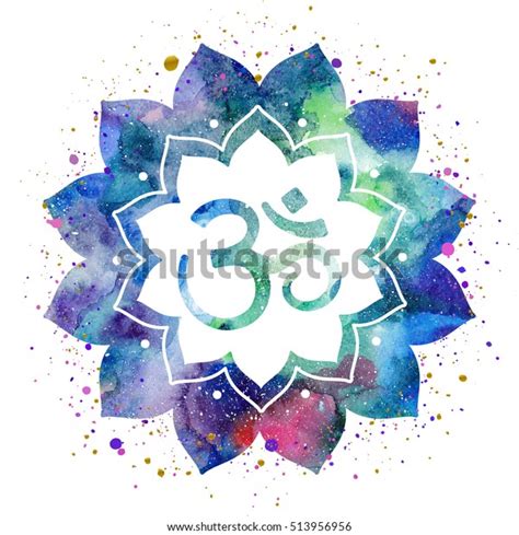 Om Sign Lotus Flower Rainbow Watercolor Stock Illustration 513956956