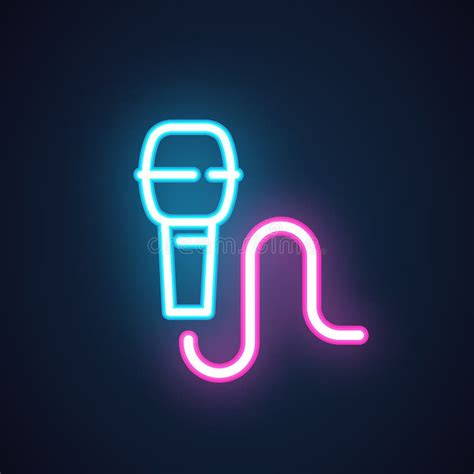 Neon Microphone Icon Symbol Of Karaoke Concerts Live Music Battle