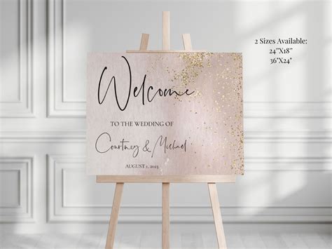 Blush And Gold Wedding Printable Welcome Sign Gold Glitter Wedding