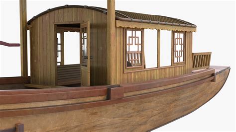 Traditional Chinese Wooden Passenger Boat D Model Ds Blend