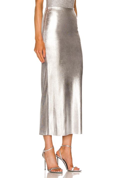 Tom Ford Glossy Maxi Skirt In Pewter Silver Fwrd