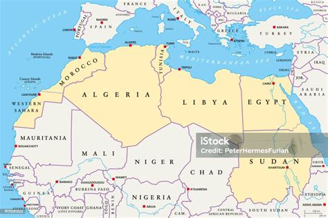 North Africa Region Political Map Stock Illustration - Download Image ...