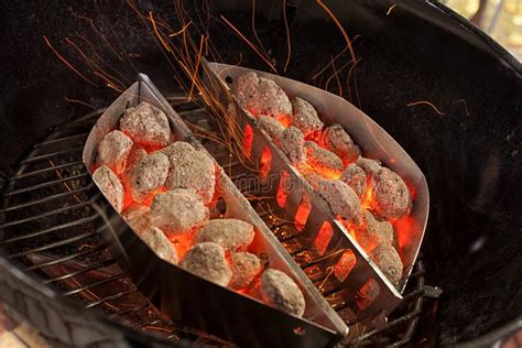 Empty Hot Charcoal Barbecue Grill With Flame Stock Image Image Of