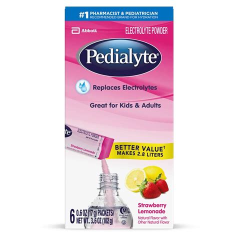 Pedialyte Powder Packs / Strawberry Lemonade / 17g packs / 36 count