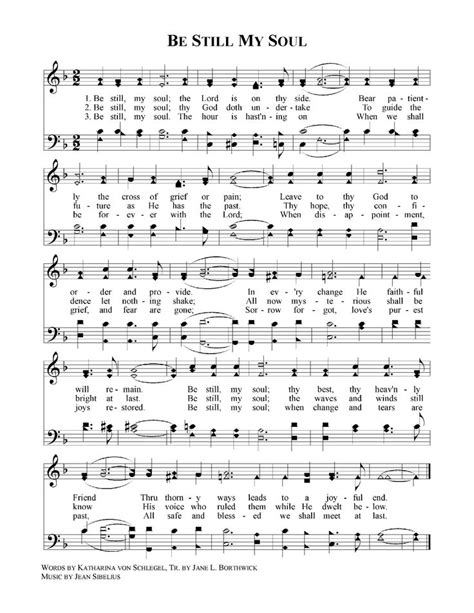 Be Still My Soul Gospel Song Lyrics Christian Song Lyrics Hymn Sheet Music