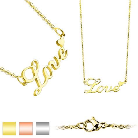 Love With Heart Pendant Chain Necklace - The Body Jewellery Store